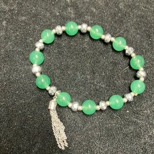 Green and Silver Beaded Bracelet